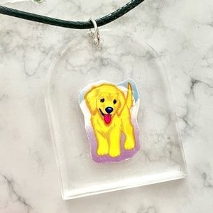 Lisa Frank Dog Acrylic Sticker Necklace